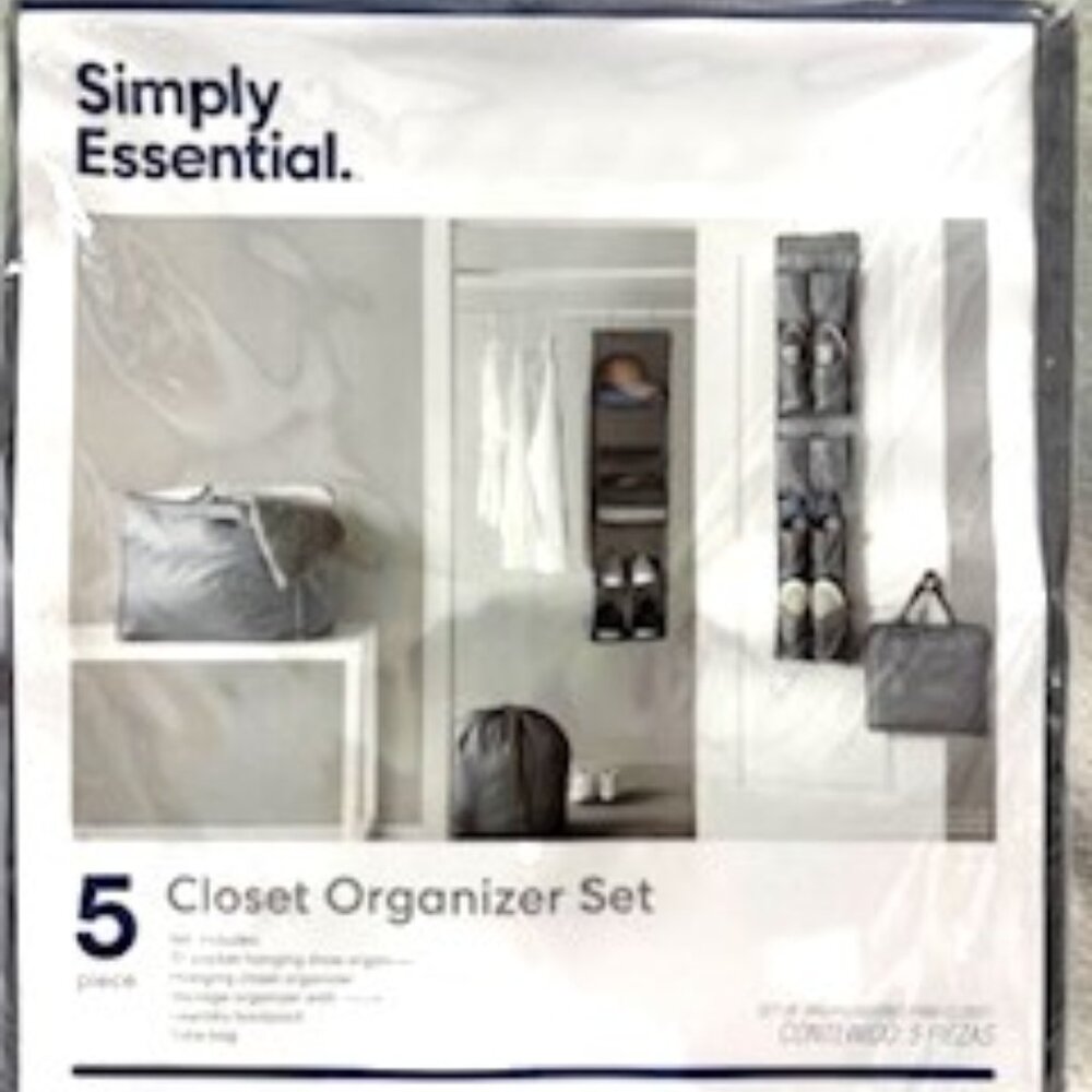 Simply Essential 5-piece gray closet organizer set NWT